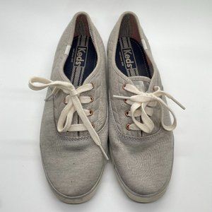 Keds Gray Canvas Lace Up Low Top Shoe Sneaker Size 8 Womens
